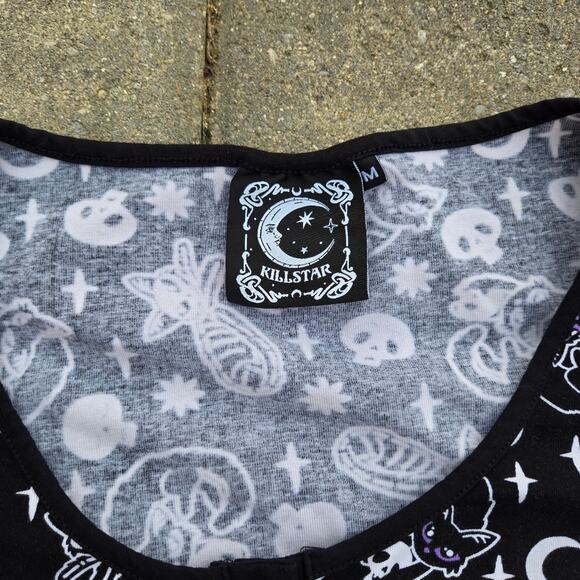 Killstar purr off pajamas top black Gothic size M - Picture 7 of 7